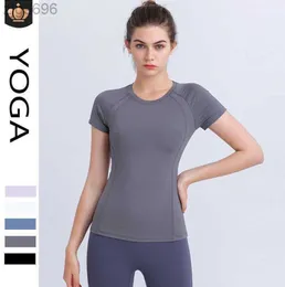 Desginer Al Yoga t Shirt top Women's Suit Spring Breathable Stretch Slimming Exercise Fitness Training Short Sleeve