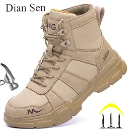 Stövlar Diansen Steel Toe Boots för män Militära arbetsstövlar oförstörbara industriella skor Kamp Bulletproof Safety Waterproof Boots 230830
