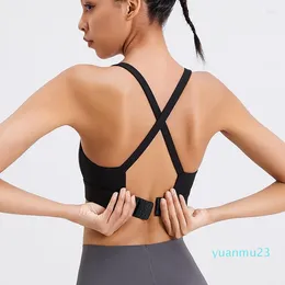 Yoga Outfit Femmes Sports Bras Collants Crop Top Gilet Beauté Dos Antichoc Gym Fitness Athlétique Brassière