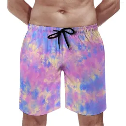 Men's Shorts Summer Board Tie Dye Sports Pastel Pink Blue Yellow Graphic Short Pants Cute Comfortable Swim Trunks Plus Size