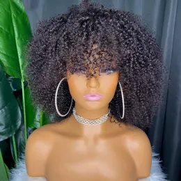 Malezji peruwiańskie indyjskie brazylijskie naturalny kolor czarny 100% surowy dziewicze Remy ludzkie włosy Kinky Curly Regularna peruka z czarnymi kobietami