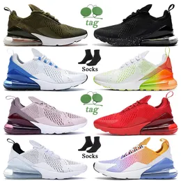 Top Quality AAA+ Womens Mens 270 Running Shoes Triple White Black OG Maxs270 Barely Rose Mesh Form Trainers University Red Photo Blue Grape Runners Sports Sneakers