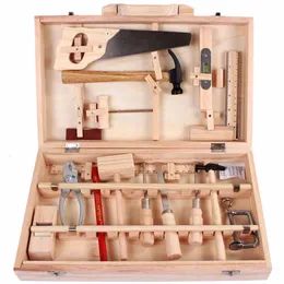 Strumenti Laboratorio Cassetta degli attrezzi per bambini Giocattolo Smontaggio Scatola multifunzionale per la lavorazione del legno Ragazzo in legno Casa da gioco Set di puzzle Regalo 230830