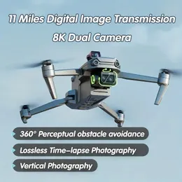 Drone de câmera dupla 8K: tempo de voo de 45 minutos, motor sem escova GPS, cardan de 3 eixos, prevenção de obstáculos em 360°, posicionamento de fluxo óptico, retorno inteligente