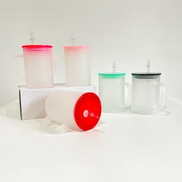 Hurtownia 17 uncji BPA darmowe sublimacja krystalicznie przezroczysty frosta nadaje się do kubków kawy z lodem winylowym z kolorowymi plastikowymi pokrywkami pp