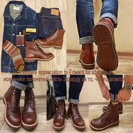 Boots YQ8111 Red Tornado Size 3550 Super Quality Genuine Cowhide Leather Handmade Welted American Custom Made Service 230829