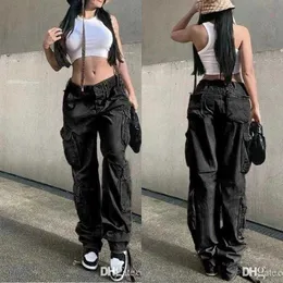 Women's Jeans 2023 Y2k Street Womens Denim Cargo Pants Multiple Pockets Low Waist Boyfriend Hip Hop Style Baggy Long Trousers Plus Size S-3xl