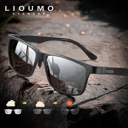 Fashion Sunglasses Frames LIOUMO Top Quality Pochromic Polarized Sunglasses For Men Women Carbon Fiber Frame Square Glasses UV400 lentes de sol hombre 230830