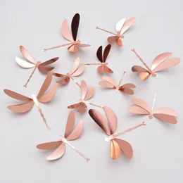 ملصقات الجدار ثلاثية الأبعاد Dragonfly Sticker Party Decoration PVC Metal Metal Metal Gold Silver Butterfly Home Decor 230829