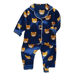 Pajamas Toddler Silk Satin Pyjamas Set Baby Sleepwear Pijama Suit Boys Girls Sleep Two Piece Kids Loungewear 220809 Drop Delivery Mate Dhcfx