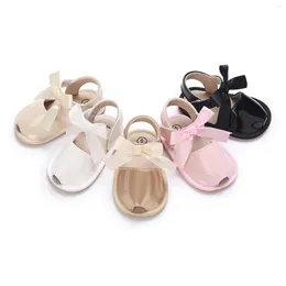 Sandals Summer Kids Infant Baby Girls Flat Shiny Princess Shoes Solid PU Slippers Children's Garden