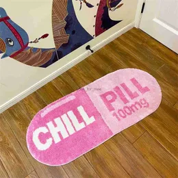 Lakea chill pill personalizado tapete oval tufado tapete de banho porta tapete rosa decoração de casa tapete de acampamento à prova dwaterproof água anti-deslizamento hkd230830