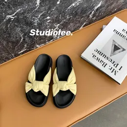 Slippers Bow Knot Thick Bottom Round Head 2023 Summer Cloud Beach Sandals And Women's Outer Wear