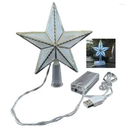 Strings Glowing Prop Christmas Tree Top Star Sparkling Led Topper Waterproof Five-pointed Ornament With Soft