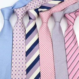 Bolo Ties Men S Silk Tie Fashion Skinny 7cm Jacquard Striped Plaid Necktie Male N Pink Suit Shirtギフトウェディングパーティーアクセサリー230829