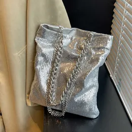 Textura tendência casual moda lantejoulas bolsa versátil sacola grande capacidade 2023 nova menina picante 230830