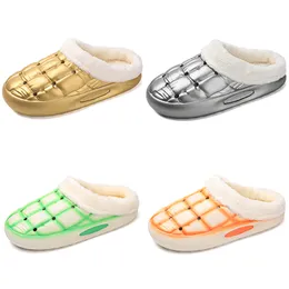 Winter fleece thickened warm home cotton slippers men woman golden silver green orange fashion trend couple color4