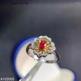 Clusterringe KJJEAXCMY Feiner Schmuck 925 Sterling Silber Eingelegter natürlicher verstellbarer Rubin Weibliche Frau Mädchen Fräulein Ring Schöner Unterstützungstest