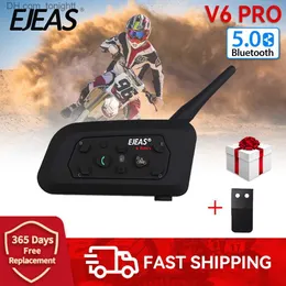 EJEAS V6 Pro Bluetooth5.0 Motorcykel Intercom Hjälm Headset Wireless Interphone Communicator för 6 Riders Hands Free Waterproof Q230830