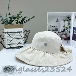 Beige White Fisherman's Hat Lu Large Brim Bow Fisherman Hat, damski wizjer, składany kapelusz, designerski kapelusz, lekki i wygodny krem ​​przeciwsłoneczny QD309125