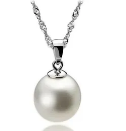 Högkvalitativ 925 Sterling Silver 12mm Pearl Pendant Necklace Choker med Chain Fashion Silver Jewelry Cheap Whole3406359