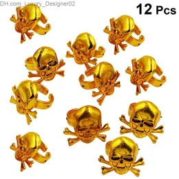 12 ПК пиратские кольца детские пиратские декоративные кольца череп Золотые кольца Хэллоуин Вечеринка Дети Проведение (Золотая) Q230830