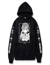 Re Zero Hoodie Hooded Pullover Anime Starting Life in Another World Rem and Ram Japanese Anime Long Sleeve Sweatshirts Hoodies531