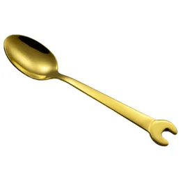Gold Wrench Tableware Fork Spoon Gift Fruit Dessrt Salad Forks Home Kitchen Stainless Steel Cutlery