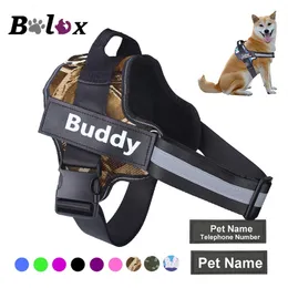 Dog Collars Leashes Dog Harness NO PULL Reflective Breathable Adjustable Pet Harness Vest with ID Custom Patch Outdoor Walking Dog Supplies 230829