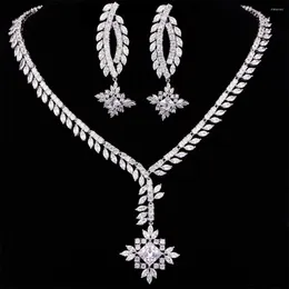 Halsbandörhängen Set Vintage Deep V Cubic Zirconia Evening Party Jewelry for Women Clip Engagement Girl Gift CZL-6026