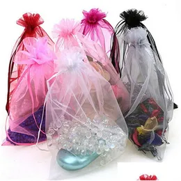 Torby do przechowywania 50pcs 7x9 cm organza torba opakowanie biżuterii Wyświetlacze woreczki imprezowe Dekoracja przyjęcia uprzejme