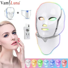Ansiktsmassager 7 färger pon terapi LED Mask Skin Rejuvenation Draw Acne Anti Wrinkle Korean Face Neck Beauty Spa Instrument 230829