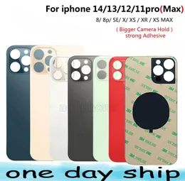 OEM Big Hole Back Glass Cell phone Housings For iPhone 15 14 13 12 11 Pro Max 8 8Plus SE X XR XS PLUS Battery Rear Cover Housing with Adhesive sticker