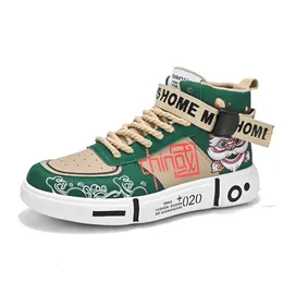 New Fashion Casual Shoes High Top Board Sneakers Green Blue Khaki Sports Trainers Comfortable Couple Shoes