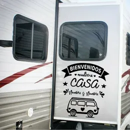 ウォールステッカーカスタム名スペイン人へようこそキャンピングカーRVモーターホームステッカーデカールビニールキャンプ旅行ホーム装飾230829