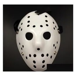 Party Masks Halloween White Porous Men Mask Jason Voorhees Freddy Horror Movie Hockey Scary For Women Masquerade Costumes Drop Deliver Dhc0y