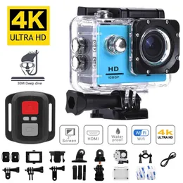 Väderbeständiga kameror Mini Action Camera 4K30fps WiFi 20 "170D Undervatten Vattentät hjälmvideoinspelning Sport utomhus Cam 230816 230829