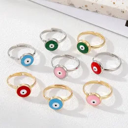 Vintage Blue Evil Eye Finger Ring For Women Gift Jewelry Colored Simple Turkish Lucky Eye Adjustable Party Accessories