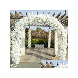 Flores decorativas grinaldas flor artificial flor de cerejeira com metal casamento ferro arco suporte fl addarch prateleira diy janela festa d otxw2