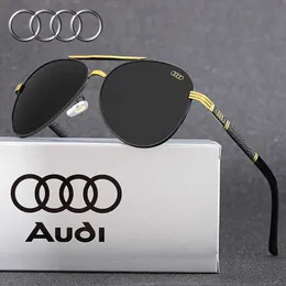 Moda Audi En İyi Güneş Gözlüğü Erkekler Polarize Güneş Gözlüğü Sürüş Gözlükleri ve Kadınlar Büyük Çerçeve Kurbağı Logo ve Kutu ile Ayna