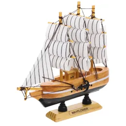 Decorative Objects Figurines Sailing Decoration Sailboat Shape Wooden Ornament Creative Adorment Model Crafts Bamboo Seaside 230829