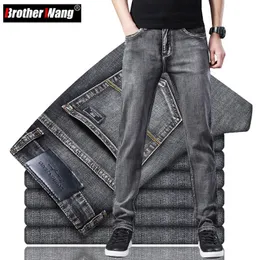 Mens Jeans Classic Style Summer Thin Grey Business Fashion High Quality Stretch Denim Straight Pants Male Brand Trousers 230830