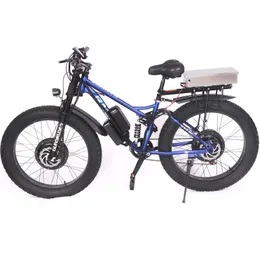 Bicicletta elettrica per bicicletta grassa 2000W * 2 Bicicletta a doppia trazione anteriore e posteriore 32ah Mountain bike da esterno per uomo 4.0 fat tire eBike e