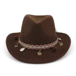 Szerokie brzeg kapelusze wiadra moda Panama Cowboy Cowgirl kapelusz poczuł fedorę trilby z zespołem wstążkowym Jazz Formal Chapeau dla mężczyzn Women 230830