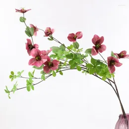 Decorative Flowers 1pc 3D Christmas Rose Simulation Flower Branch For Diy Floral Arrangement Accessories Festival Home Wedding Party Decor