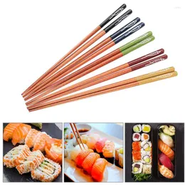 Chopsticks japansk stil trä 1 par set handgjorda bambu naturligt trä multi färg