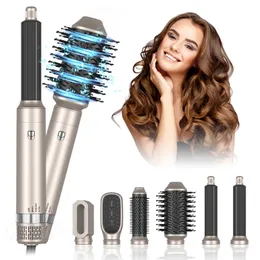 Hair Dryers Dryer Brush 6 In 1 Styler Detachable Blow Heating Negative Ion Hairdryer Air Curler Curling Wand 230829