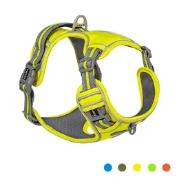 Hundhalsar Leasches Reflektiv Nylon Pet Dog Harness Dog vadderad Vest Justerbar bröstband Säkerhet Led alla Weathers för stora medelstora små hundar 230829