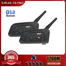 EJEAS V6 Pro Helm Intercom Headset Motorrad Bluetooth 1200 m Interphone Communicator Vollduplex für 6 Fahrer Wasserdicht IP65 Q230830