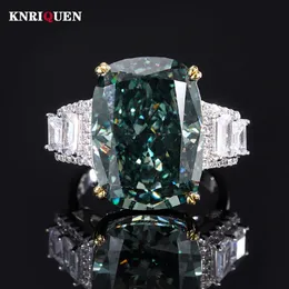 ウェディングリング2023 Luxury 100 925 Sterling Silver 13 18mm Dark Green Tourmaline for Women Gemstone Party Fine Jewelry Gift 230830